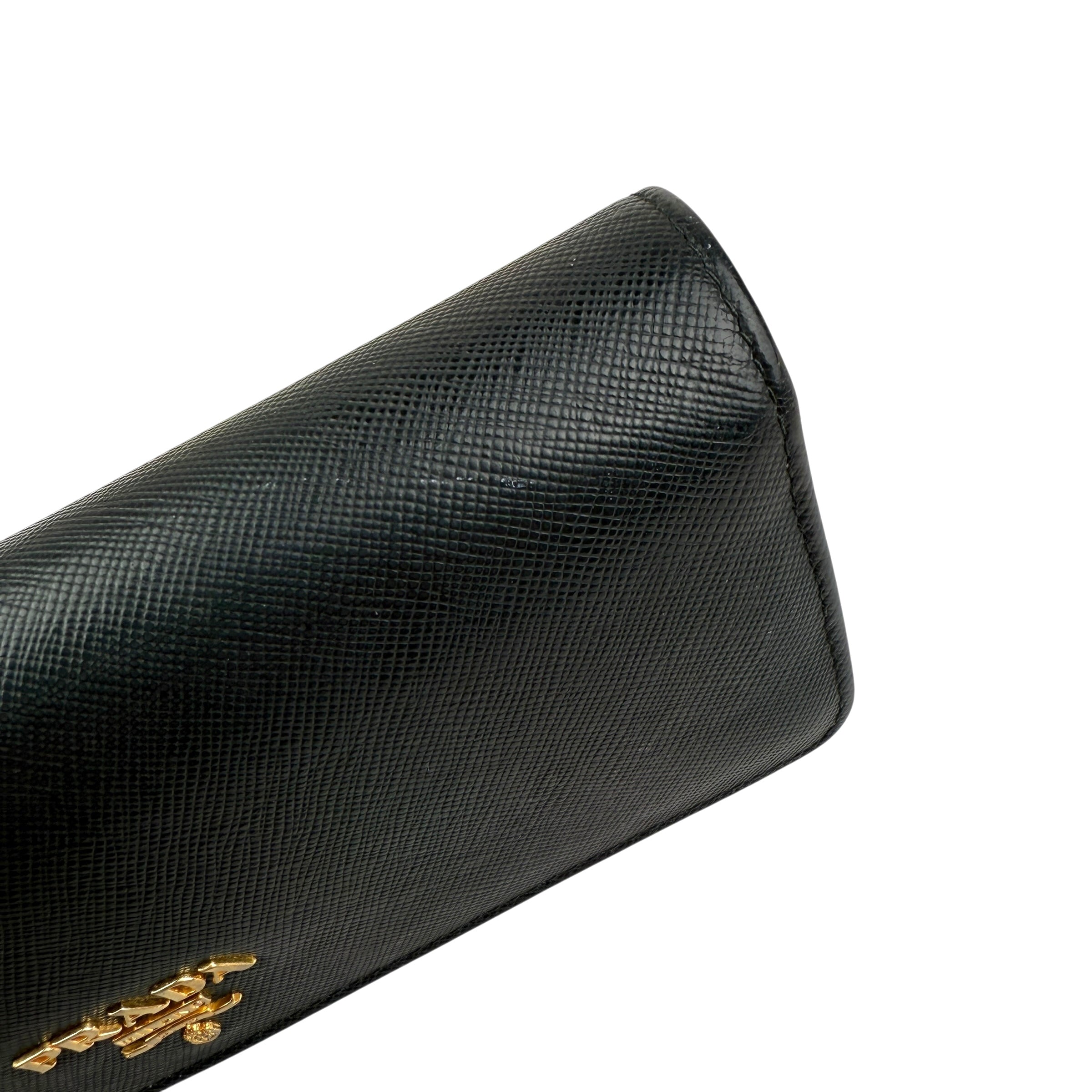 Pre-owned Prada Brand-plaque large saffiano leather wallet wallet