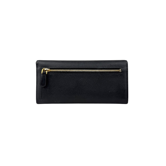 Pre-owned Prada Brand-plaque large saffiano leather wallet wallet back view