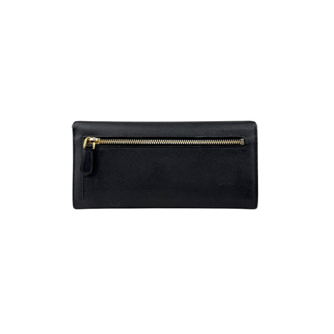 Pre-owned Prada Brand-plaque large saffiano leather wallet wallet back view