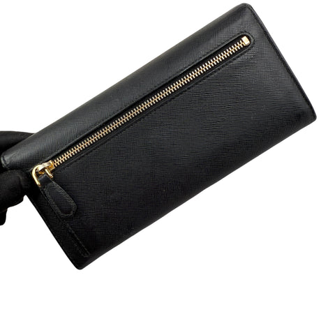 Pre-owned Prada Brand-plaque large saffiano leather wallet wallet