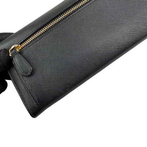 Pre-owned Prada Brand-plaque large saffiano leather wallet wallet