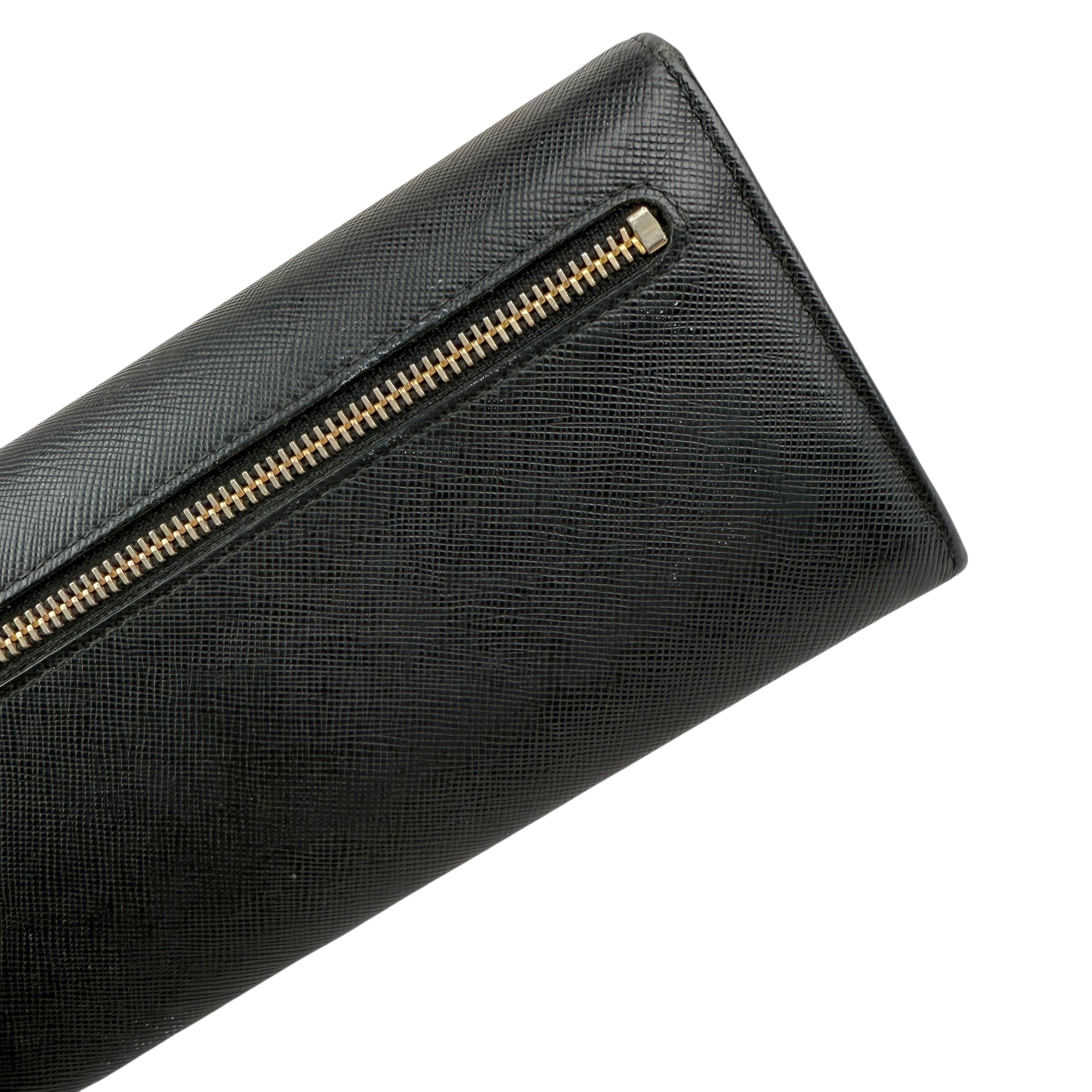 Pre-owned Prada Brand-plaque large saffiano leather wallet wallet