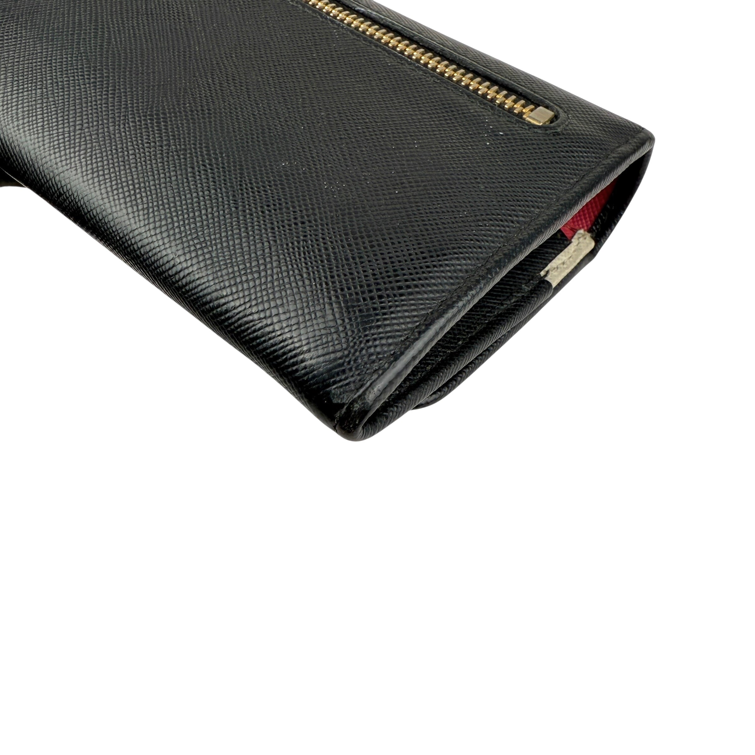 Pre-owned Prada Brand-plaque large saffiano leather wallet wallet
