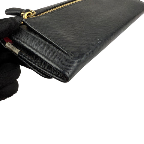 Pre-owned Prada Brand-plaque large saffiano leather wallet wallet