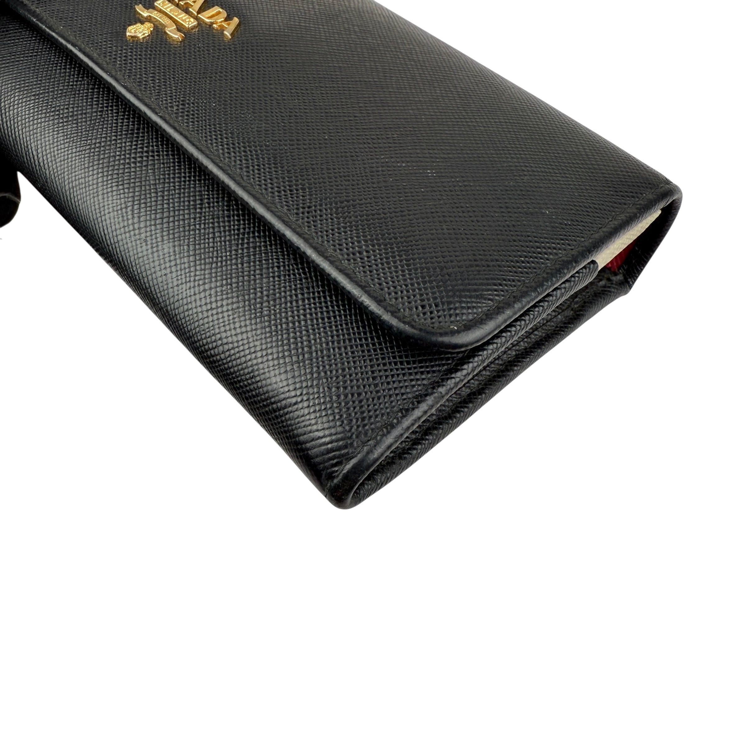 Pre-owned Prada Brand-plaque large saffiano leather wallet wallet