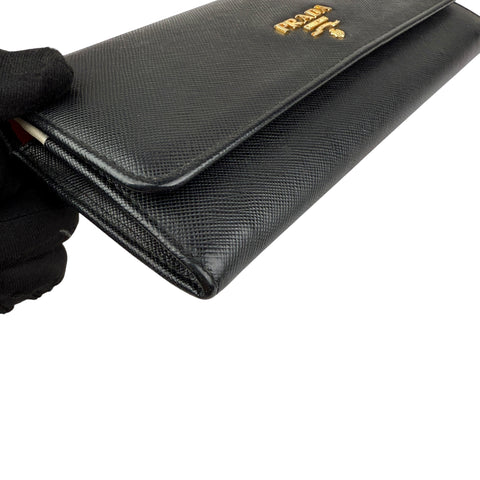 Pre-owned Prada Brand-plaque large saffiano leather wallet wallet
