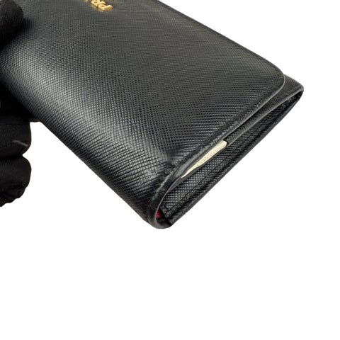 Pre-owned Prada Brand-plaque large saffiano leather wallet wallet