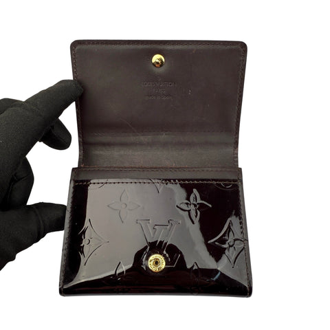 Pre-owned Louis Vuitton Amarante Monogram Vernis Card Holder
