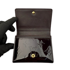 Pre-owned Louis Vuitton Amarante Monogram Vernis Card Holder