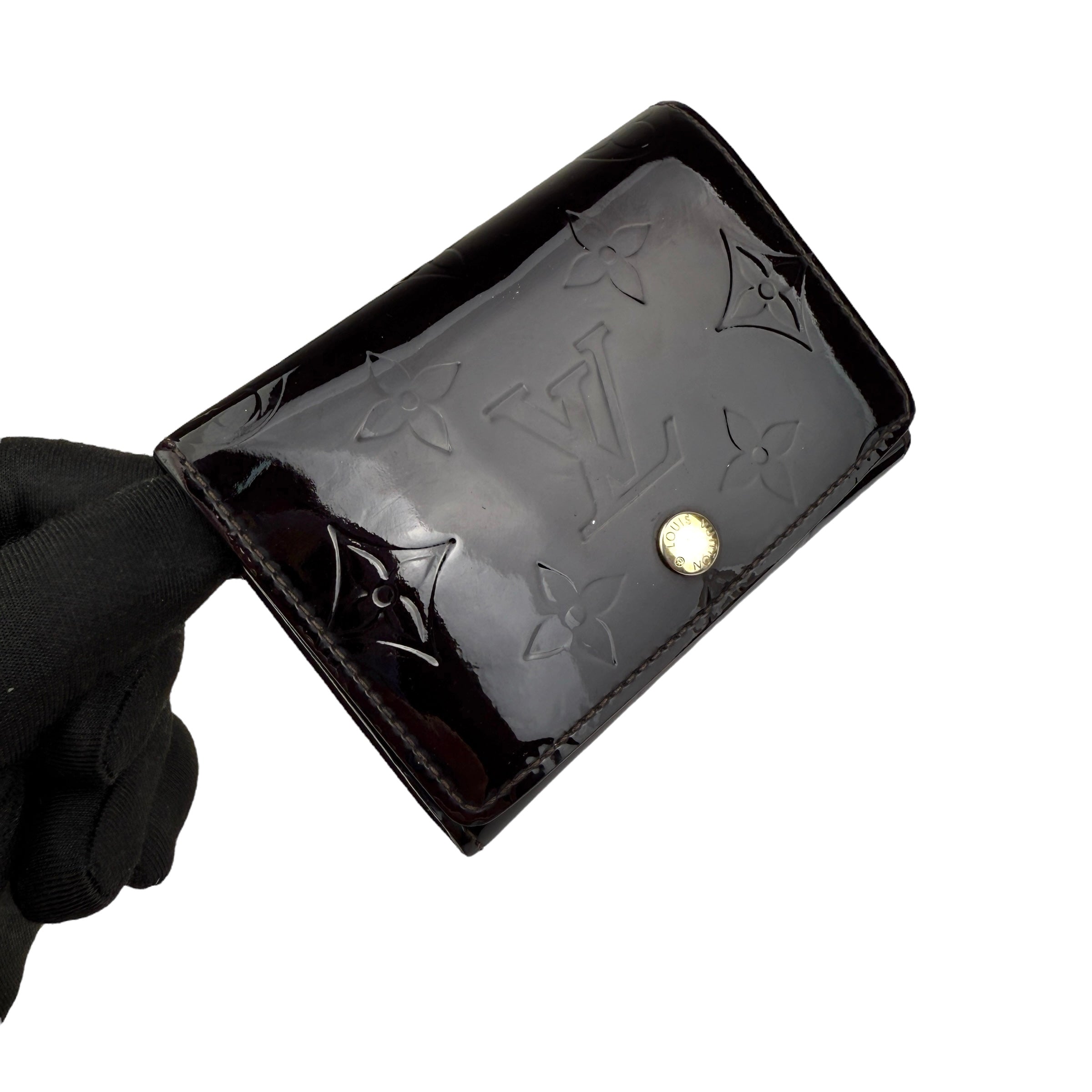 Pre-owned Louis Vuitton Amarante Monogram Vernis Card Holder