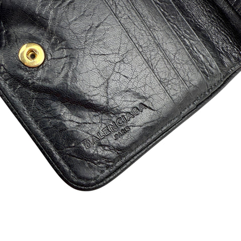 Balenciaga Leather Zip Around Compact Wallet