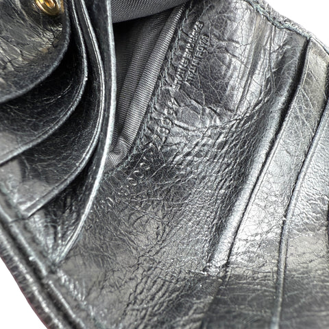 Balenciaga Leather Zip Around Compact Wallet