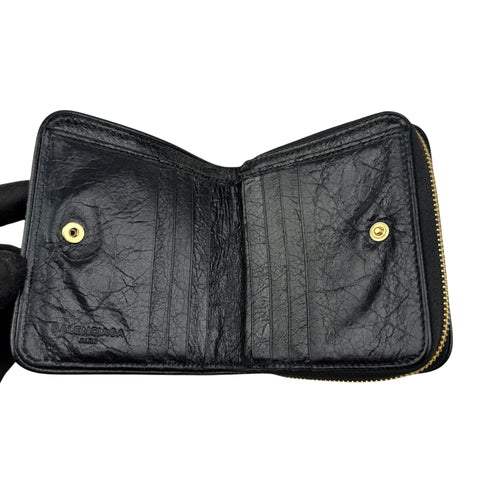 Balenciaga Leather Zip Around Compact Wallet