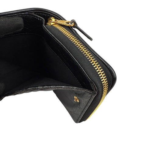 Balenciaga Leather Zip Around Compact Wallet