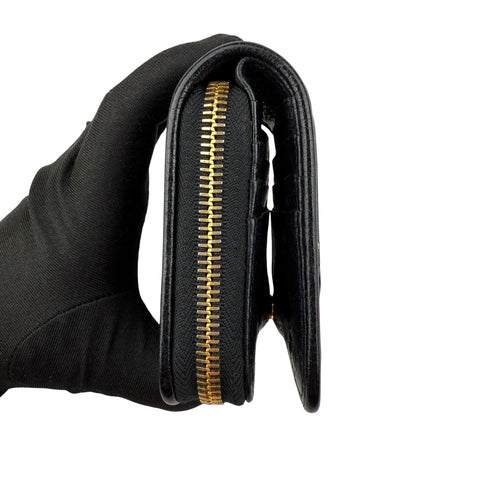 Balenciaga Leather Zip Around Compact Wallet