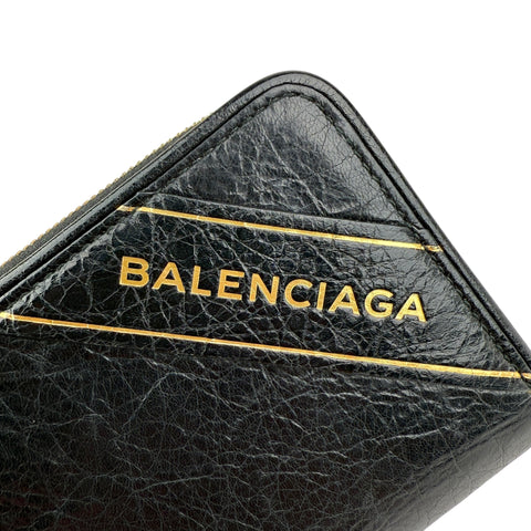 Balenciaga Leather Zip Around Compact Wallet