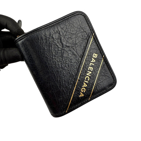 Balenciaga Leather Zip Around Compact Wallet