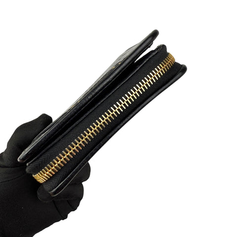 Balenciaga Leather Zip Around Compact Wallet