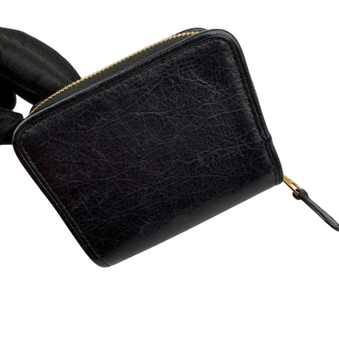 Balenciaga Leather Zip Around Compact Wallet