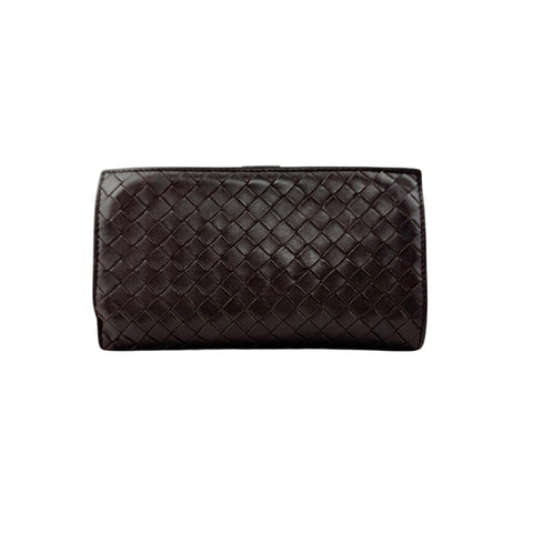 Pre-owned Bottega Veneta Intrecciato Nappa Leather French Flap Wallet wallet back view