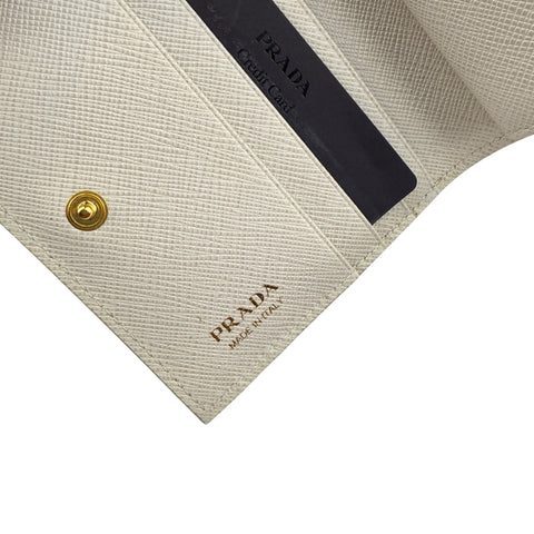 Pre-owned Prada Saffiano Shine Monochrome Bi-Fold Wallet Talco wallet