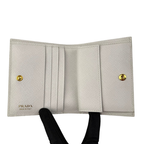 Pre-owned Prada Saffiano Shine Monochrome Bi-Fold Wallet Talco wallet