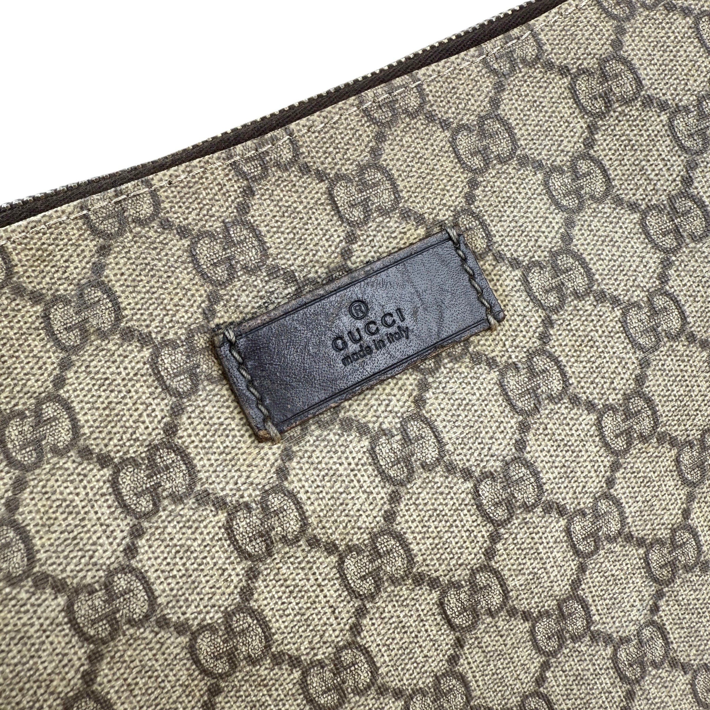 Pre-owned gucci beige gg supreme coated canvas baby diaper bag front