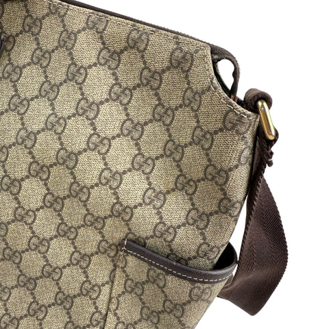 Pre-owned gucci beige gg supreme coated canvas baby diaper bag front