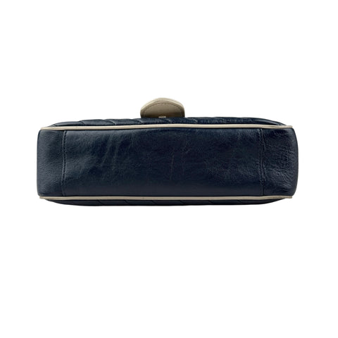 gucci navy and white gg marmont shoulder bag bottom