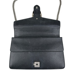 Pre-owned gucci black grained leather medium dionysus shoulder bag front