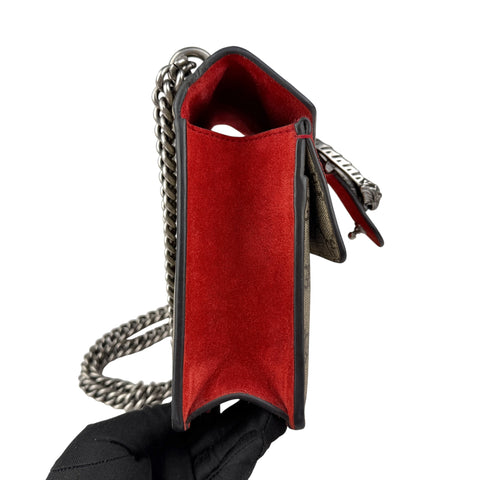 Gucci Dionysus Shoulder Bag Small Beige Red Canvas Suede