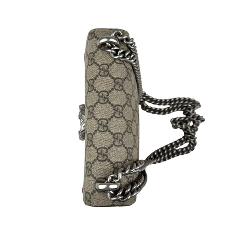 Gucci Dionysus Shoulder Bag Small Beige Red Canvas Suede