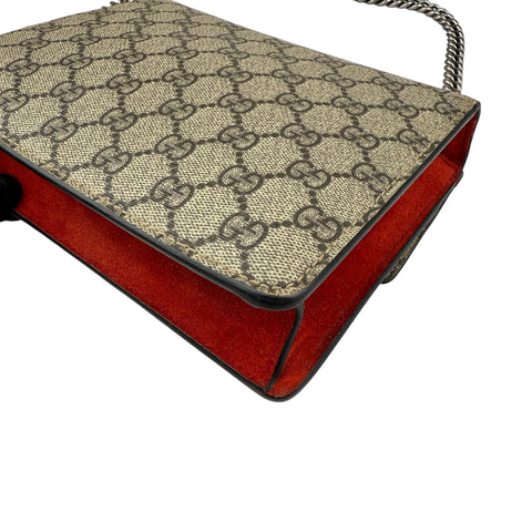 Gucci Dionysus Shoulder Bag Small Beige Red Canvas Suede