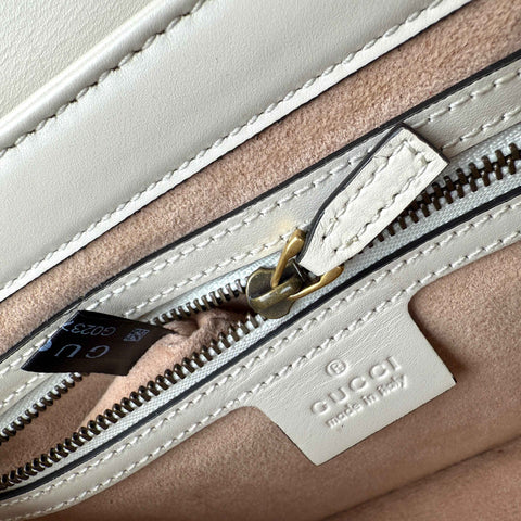 Gucci Black and White Leather Queen Margaret Top Handle Bag