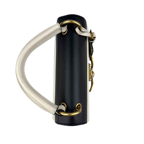 Gucci Black and White Leather Queen Margaret Top Handle Bag
