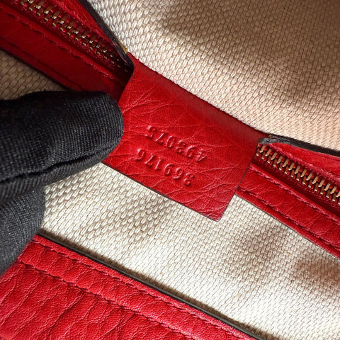 Gucci Soho Red Leather Handbag Shoulder Bag Crossbody