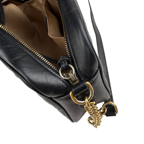 Pre-owned gucci gg marmont shoulder bag small black leather front