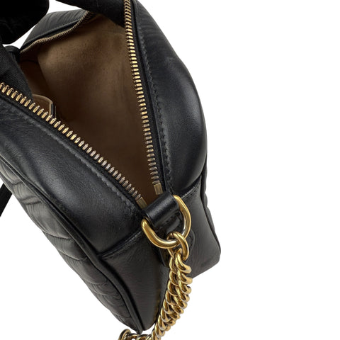 Pre-owned gucci gg marmont shoulder bag small black leather front