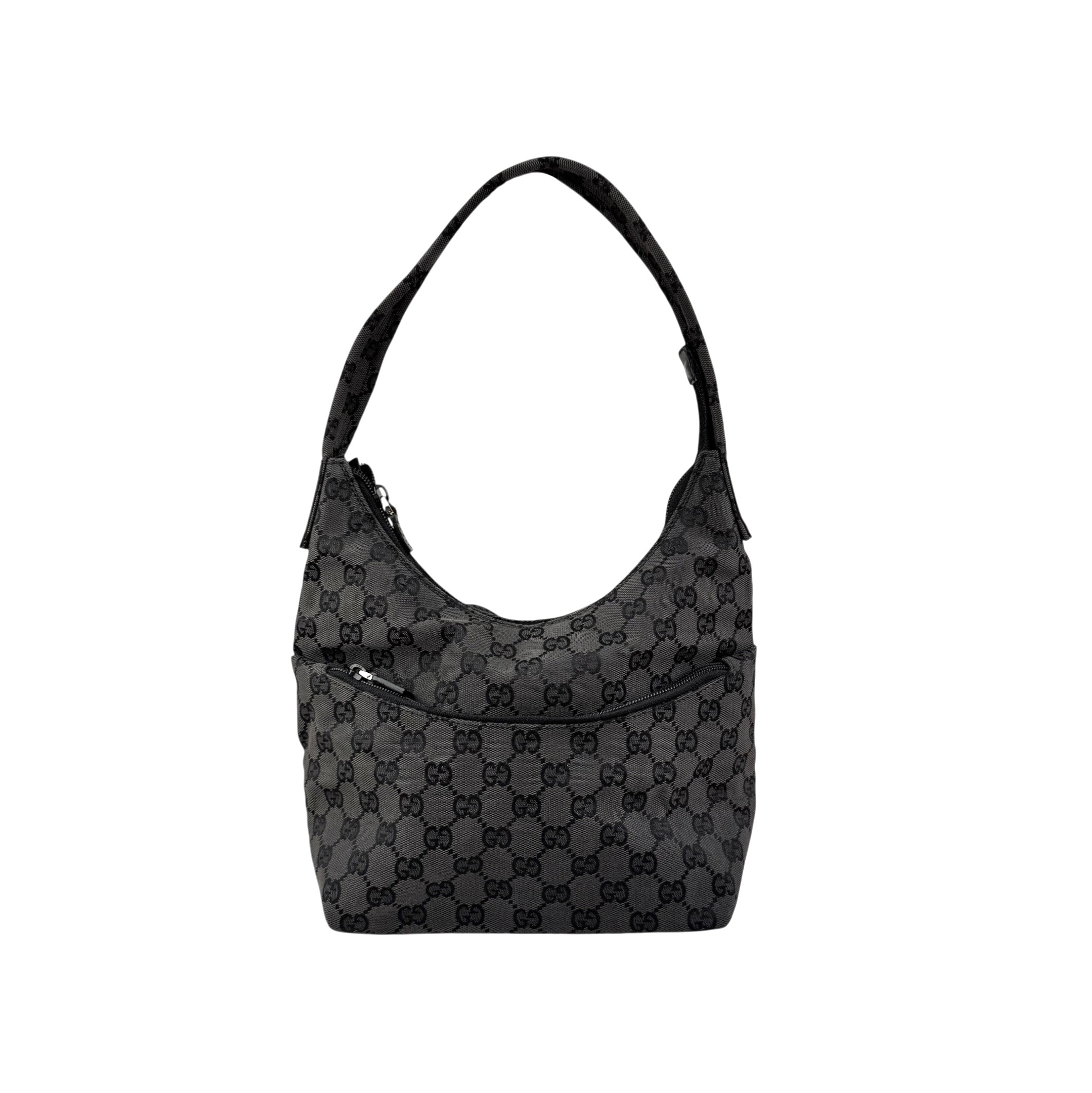 gucci gg canvas shoulder bag black front