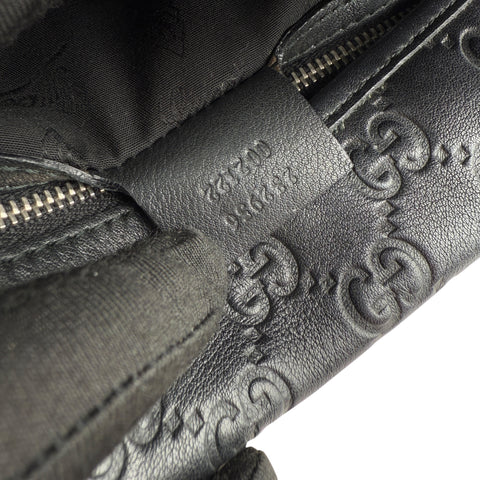Gucci Black Guccissima Leather GG Twins Tote Bag
