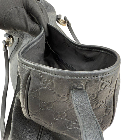 Gucci Black Guccissima Leather GG Twins Tote Bag