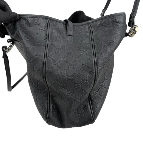 Gucci Black Guccissima Leather GG Twins Tote Bag
