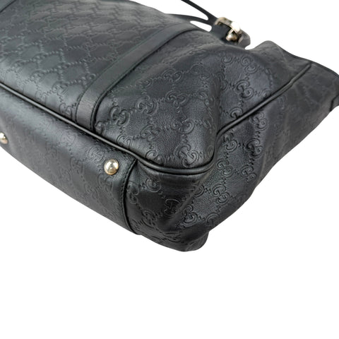 Gucci Black Guccissima Leather GG Twins Tote Bag
