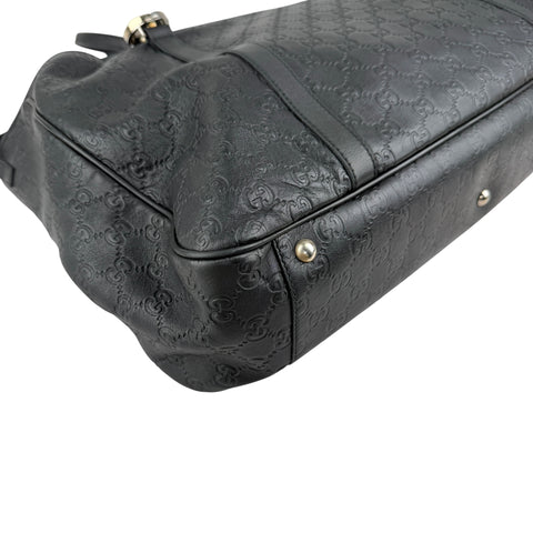 Gucci Black Guccissima Leather GG Twins Tote Bag