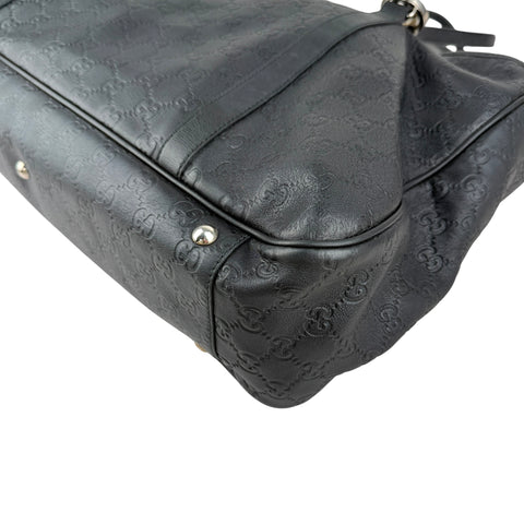 Gucci Black Guccissima Leather GG Twins Tote Bag