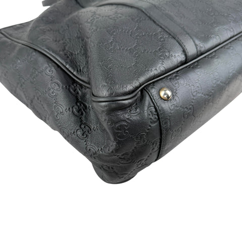 Gucci Black Guccissima Leather GG Twins Tote Bag