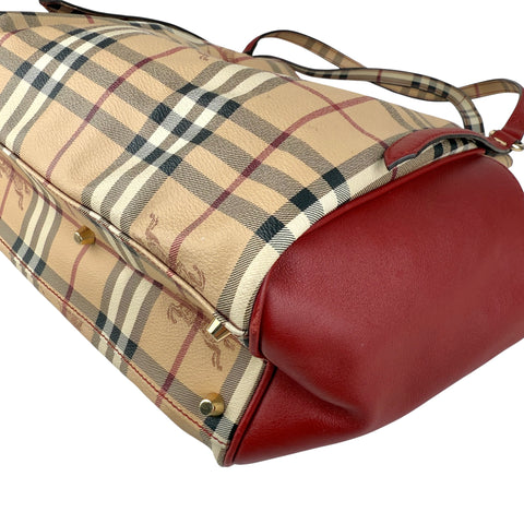Burberry Leather Trimmed Haymarket Check Coated Canvas Canterbury tote bag