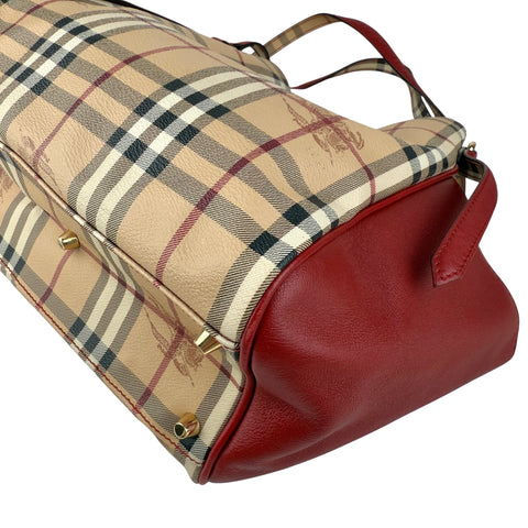 Burberry Leather Trimmed Haymarket Check Coated Canvas Canterbury tote bag