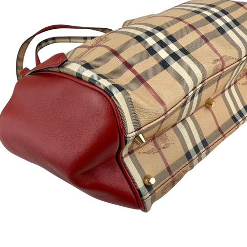 Burberry Leather Trimmed Haymarket Check Coated Canvas Canterbury tote bag