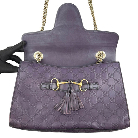 gucci purple guccissima leather emily chain shoulder bag